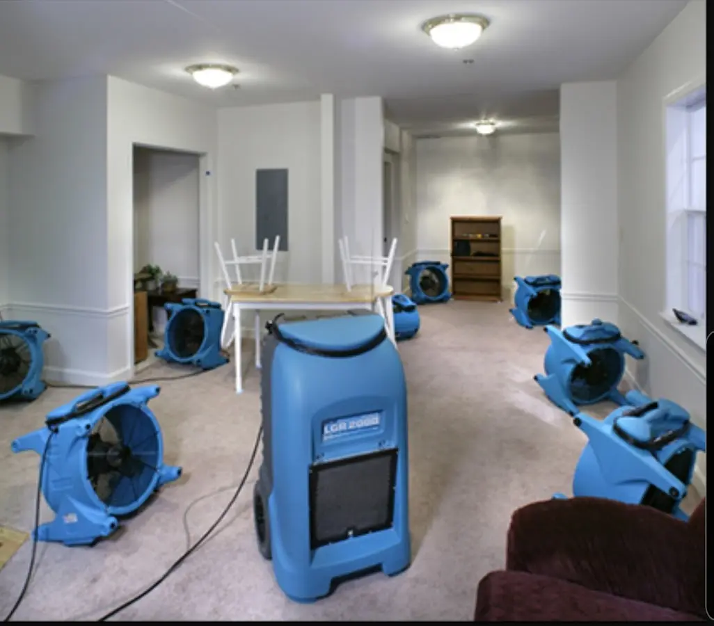 Air movers and dehumidifier setup for Water Extraction & Removal in Midwest City